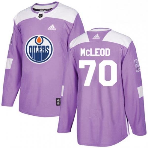 Mens Adidas Edmonton Oilers 70 Ryan McLeod Authentic Purple Fights Cancer Practice NHL Jersey