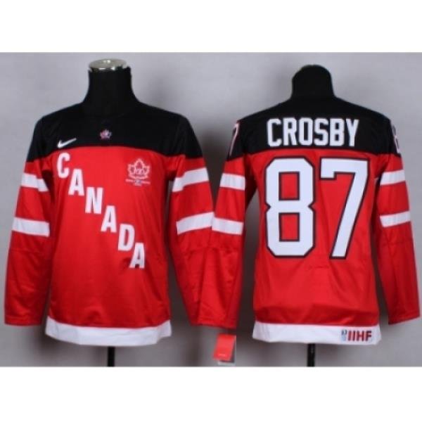 Youth nhl team canada #87 crosby red jerseys[100 th]