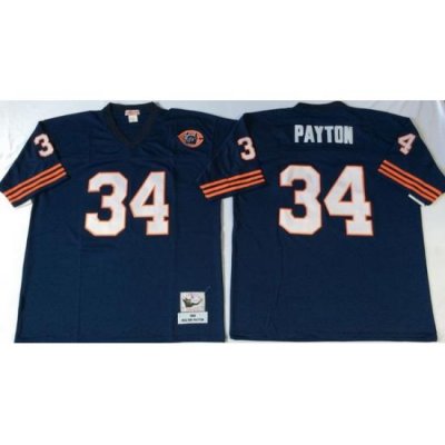 Men Chicago Bears 34 Walter Payton Navy M&N Throwback Jersey