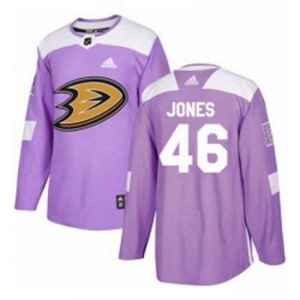 Youth Adidas Anaheim Ducks 46 Max Jones Authentic Purple Fights Cancer Practice NHL Jersey