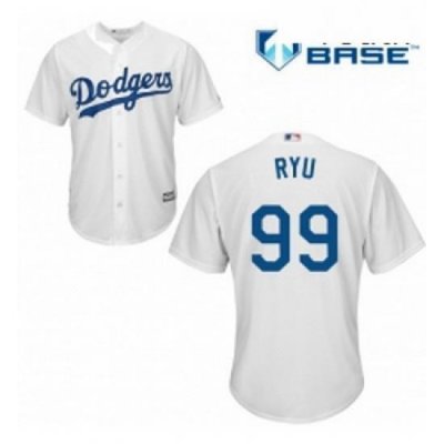 Youth Majestic Los Angeles Dodgers 99 Hyun Jin Ryu Replica White Home Cool Base MLB Jersey