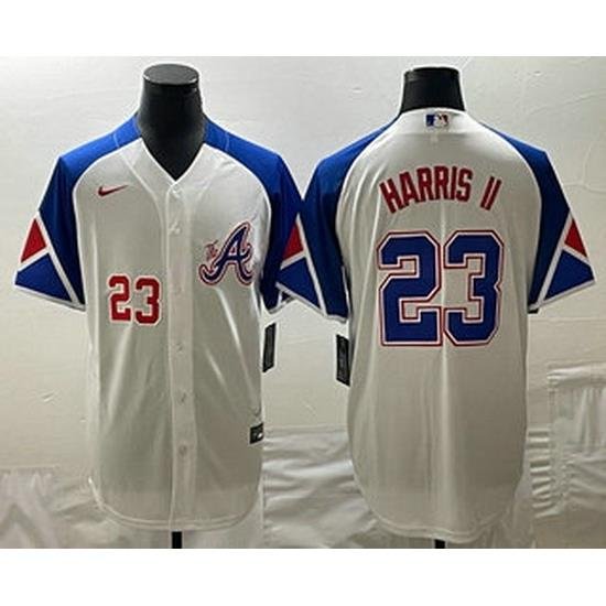 Men's Atlanta Braves #23 Michael Harris II Number White 2023 City Connect Cool Base Stitched Jerseys