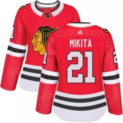 Womens Adidas Chicago Blackhawks 21 Stan Mikita Authentic Red Home NHL Jersey