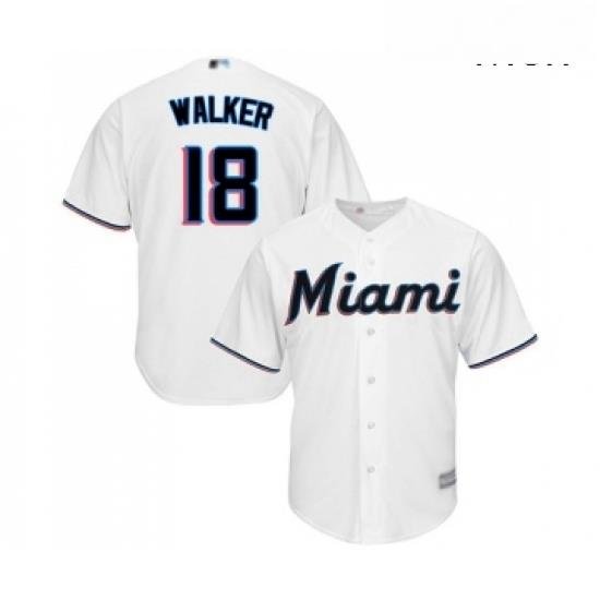 Mens Miami Marlins 18 Neil Walker Replica White Home Cool Base Baseball Jersey