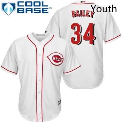 Youth Majestic Cincinnati Reds 34 Homer Bailey Authentic White Home Cool Base MLB Jersey