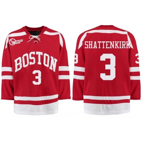 Boston University Terriers BU 3 Kevin Shattenkirk Red Stitched Hockey Jersey