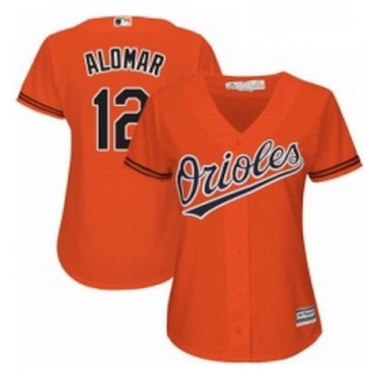 Womens Majestic Baltimore Orioles 12 Roberto Alomar Authentic Orange Alternate Cool Base MLB Jersey