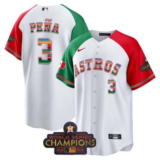 Men Houston Astros 3 Jeremy Pe F1a White Mexico Texas Cool Base Stitched Baseball Jersey