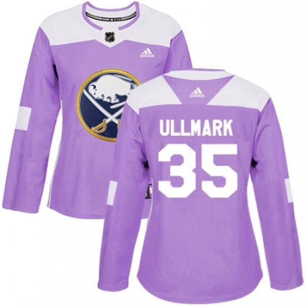 Womens Adidas Buffalo Sabres 35 Linus Ullmark Authentic Purple Fights Cancer Practice NHL Jersey