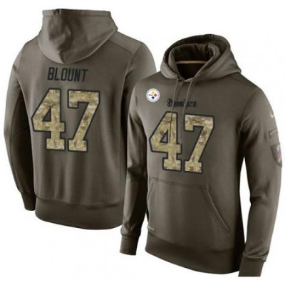 NFL Nike Pittsburgh Steelers 47 Mel Blount Green Salute To Service Mens Pullover Hoodie