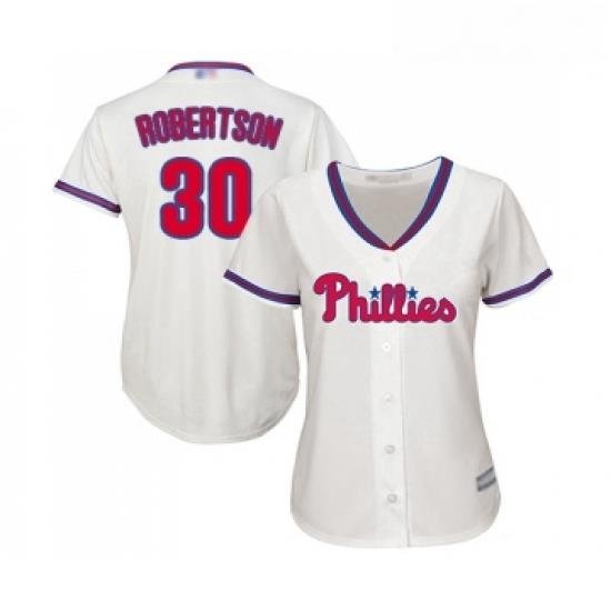 Womens Philadelphia Phillies 30 David Robertson Replica Cream Alternate Cool Base Baseball Jersey