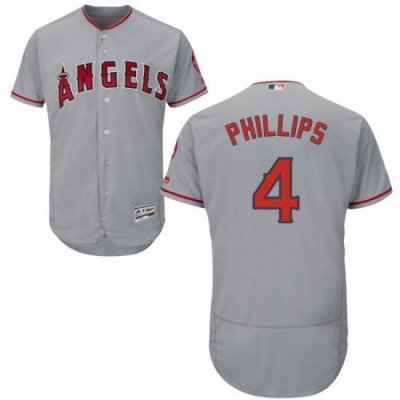 Mens Majestic Los Angeles Angels of Anaheim 4 Brandon Phillips Grey Flexbase Authentic Collection MLB Jersey