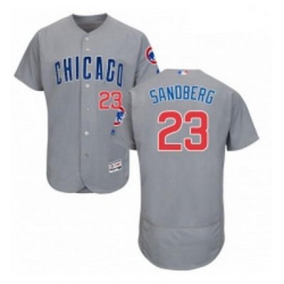 Mens Majestic Chicago Cubs 23 Ryne Sandberg Grey Road Flex Base Authentic Collection MLB Jersey