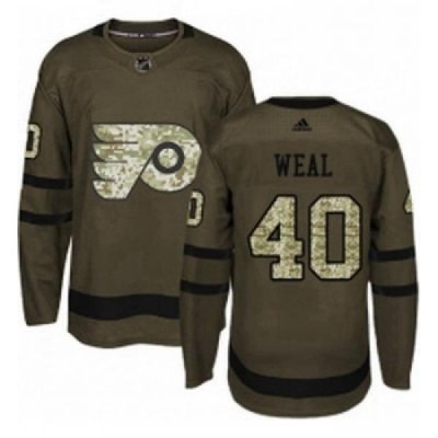 Youth Adidas Philadelphia Flyers 40 Jordan Weal Premier Green Salute to Service NHL Jersey