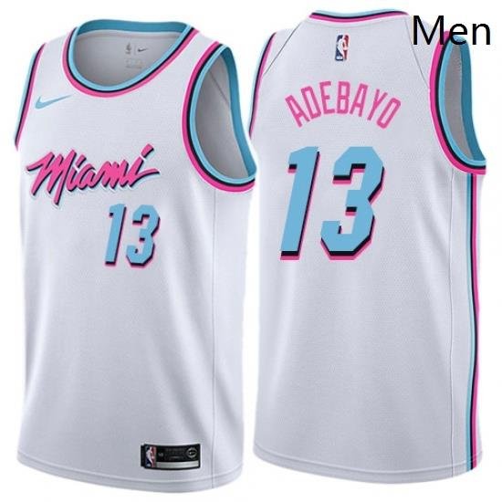 Mens Nike Miami Heat 13 Edrice Adebayo Authentic White NBA Jersey City Edition