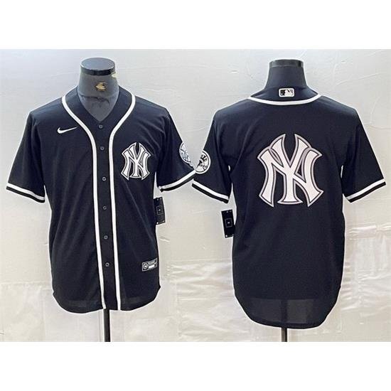 Men NeW York Yankees Black Team Big Logo Cool Base Stitched Baseball Jersey