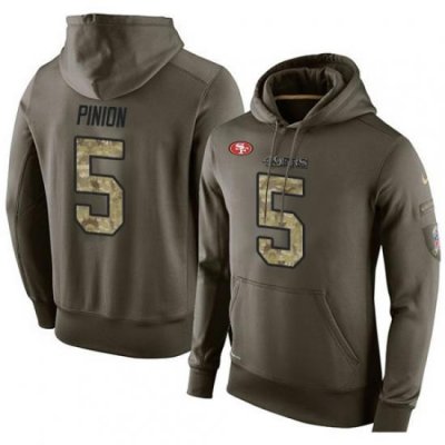 NFL Nike San Francisco 49ers 5 Bradley Pinion Green Salute To Service Mens Pullover Hoodie