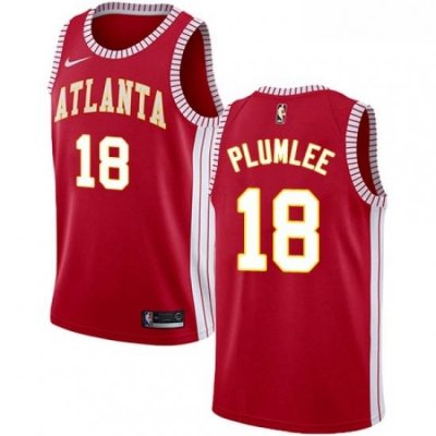 Womens Nike Atlanta Hawks 18 Miles Plumlee Authentic Red NBA Jersey Statement Edition