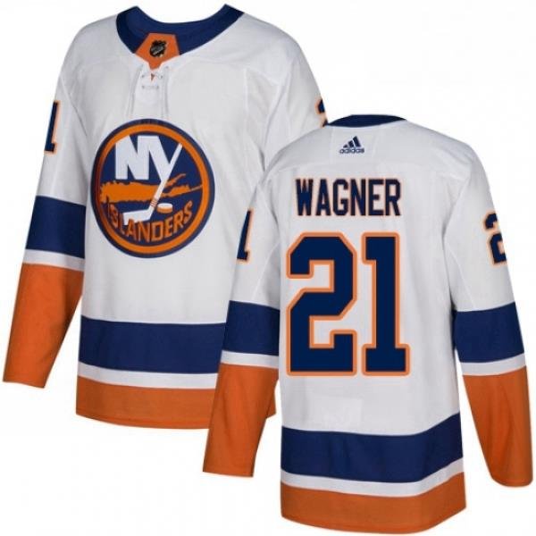 Mens Adidas New York Islanders 21 Chris Wagner Authentic White Away NHL Jersey