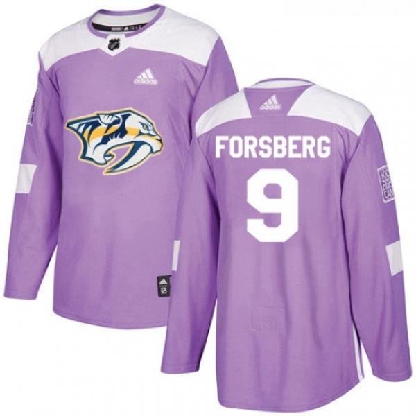 Youth Adidas Nashville Predators 9 Filip Forsberg Authentic Purple Fights Cancer Practice NHL Jersey