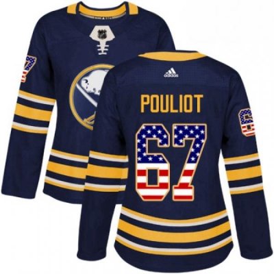 Womens Adidas Buffalo Sabres 67 Benoit Pouliot Authentic Navy Blue USA Flag Fashion NHL Jersey