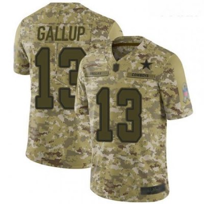 Cowboys #13 Michael Gallup Camo Youth Stitched Football Limited 2018 Salute to Service Jersey