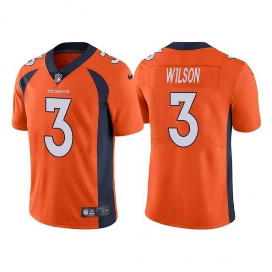 Men Denver Broncos 3 Russell Wilson Orange Vapor Untouchable Limited Stitched Jersey