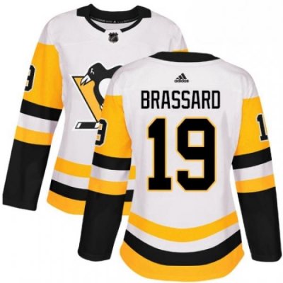 Womens Adidas Pittsburgh Penguins 19 Derick Brassard Authentic White Away NHL Jersey