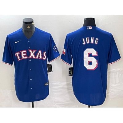 Men Texas Rangers 6 Josh Jung Royal Cool Base Stitched Baseball Jersey