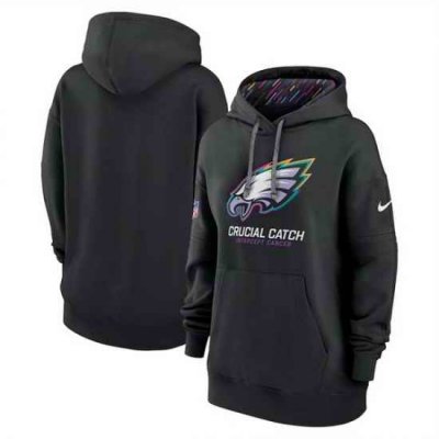 Women Philadelphia Eagles Black 2024 Crucial Catch Club Pullover Hoodie