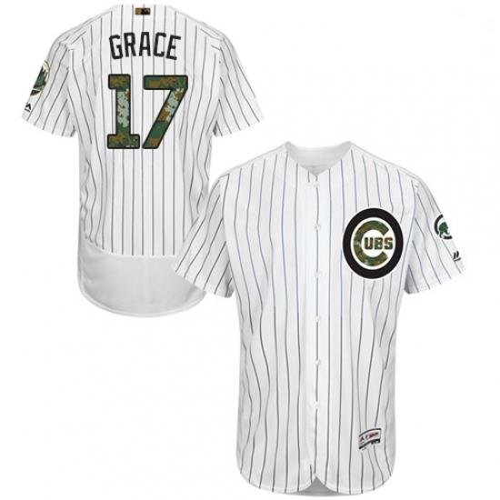 Mens Majestic Chicago Cubs 17 Mark Grace Authentic White 2016 Memorial Day Fashion Flex Base MLB Jersey