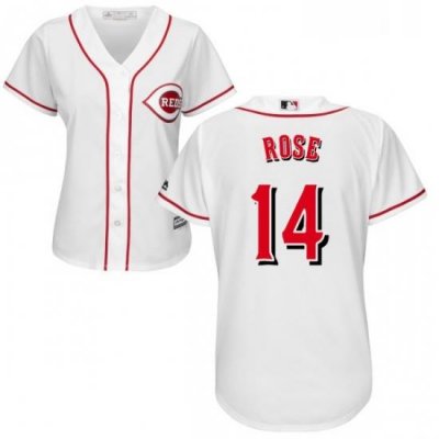 Womens Majestic Cincinnati Reds 14 Pete Rose Authentic White Home Cool Base MLB Jersey