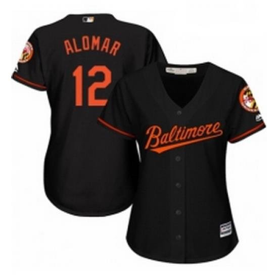 Womens Majestic Baltimore Orioles 12 Roberto Alomar Authentic Black Alternate Cool Base MLB Jersey