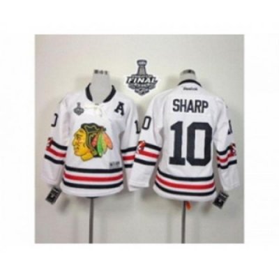 youth nhl jerseys chicago blackhawks #10 sharp white[2015 winter classic][2015 stanley cup][patch A]