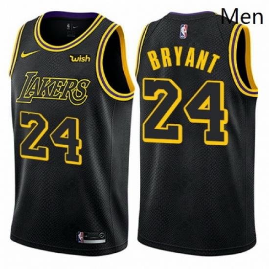 Mens Nike Los Angeles Lakers 24 Kobe Bryant Swingman Black City Edition NBA Jersey