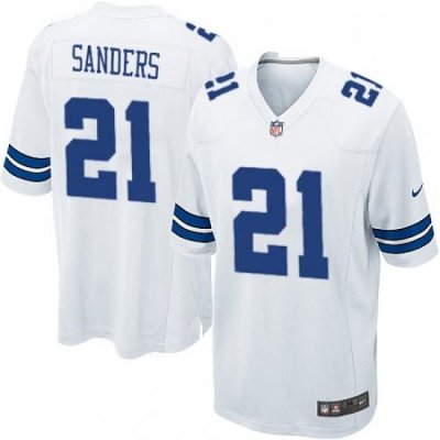 Mens Nike Dallas Cowboys 21 Deion Sanders Game White NFL Jersey