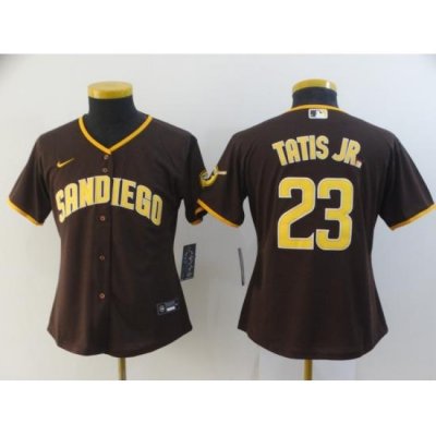 Women Padres 23 Fernando Tatis Jr  BroWn Nike Cool Base Jersey