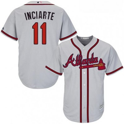 Youth Majestic Atlanta Braves 11 Ender Inciarte Authentic Grey Road Cool Base MLB Jersey