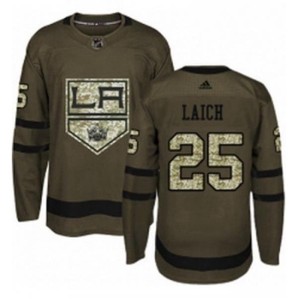 Youth Adidas Los Angeles Kings 25 Brooks Laich Authentic Green Salute to Service NHL Jersey