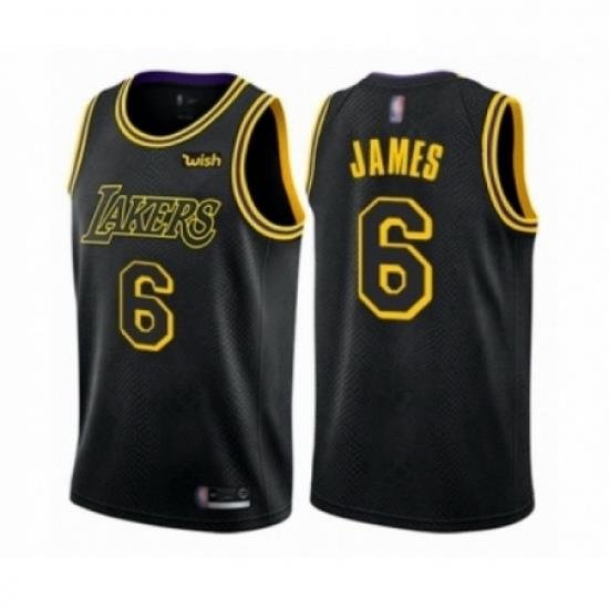 Mens Los Angeles Lakers 6 LeBron James Authentic Black City Edition Basketball Jersey