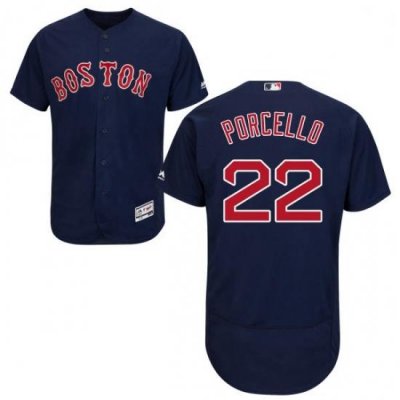 Mens Majestic Boston Red Sox 22 Rick Porcello Navy Blue Alternate Flex Base Authentic Collection MLB Jersey