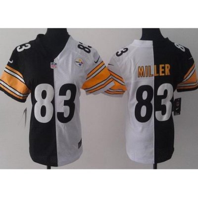 Women Nike Pittsburgh Steelers 83 Heath Miller White Black Split NFL Jerseys