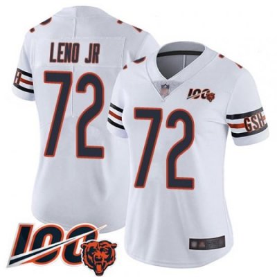 Women Chicago Bears 72 Charles Leno White Vapor Untouchable Limited Player 100th Season Football Jersey