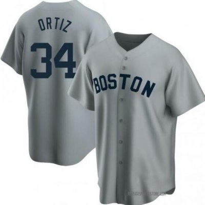 Men Boston Red Sox David Ortiz Gray Replica Road CooperstoWn Collection Player Jersey