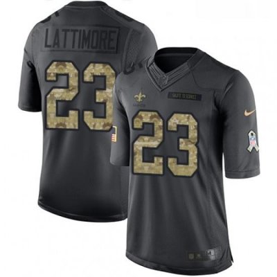 Mens Nike NeW Orleans Saints 23 Marshon Lattimore Limited Black 2016 Salute to Service NFL Jersey