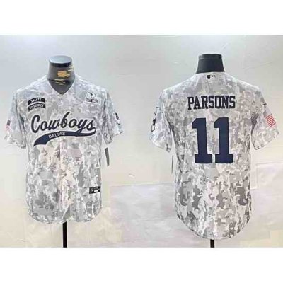 Men Dallas Cowboys 11 Micah Parsons 2024 Arctic Camo Salute To Service Stitched Baseball Jersey 5