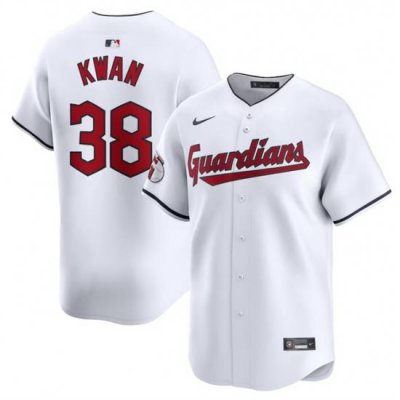 Men Cleveland Guardians 38 Steven KWan White Home Limited Stitched Baseball Jersey