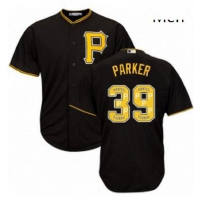 Mens Majestic Pittsburgh Pirates 39 Dave Parker Authentic Black Team Logo Fashion Cool Base MLB Jersey