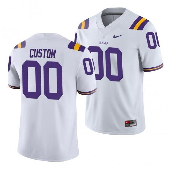 LSU Tiger Custom White College Football Men'S Jersey