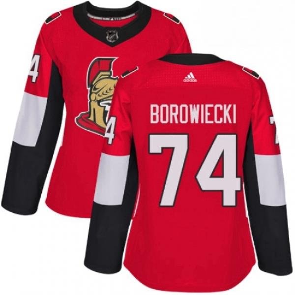 Womens Adidas Ottawa Senators 74 Mark Borowiecki Premier Red Home NHL Jersey